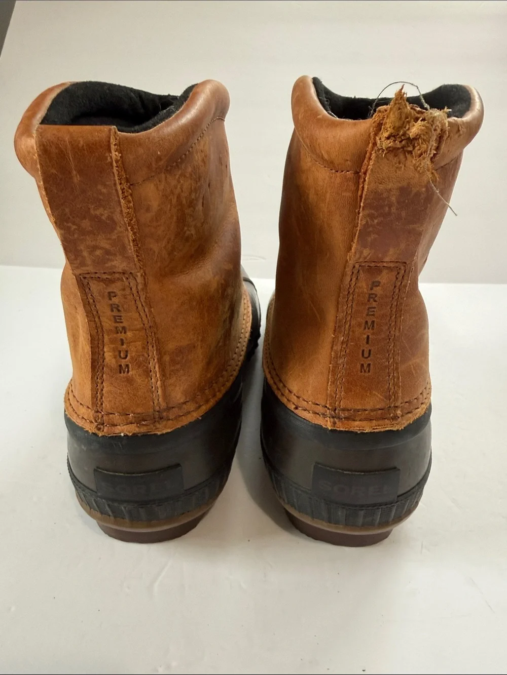 Sorel Men’s Brown Leather and Black Rubber Waterproof Boots